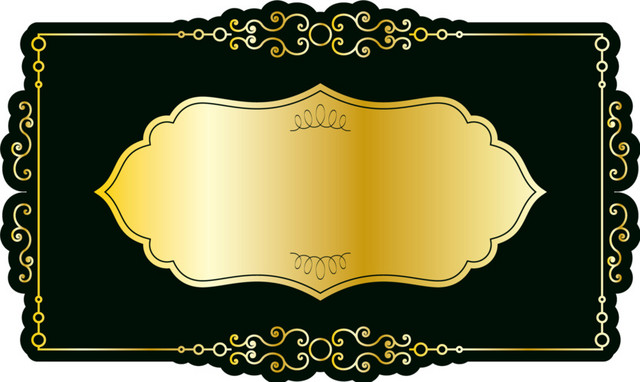 金色线条多边形花边标签标题框素材