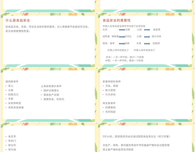 黄色卡通风食品安全培训食品安全知识培训PPT模板