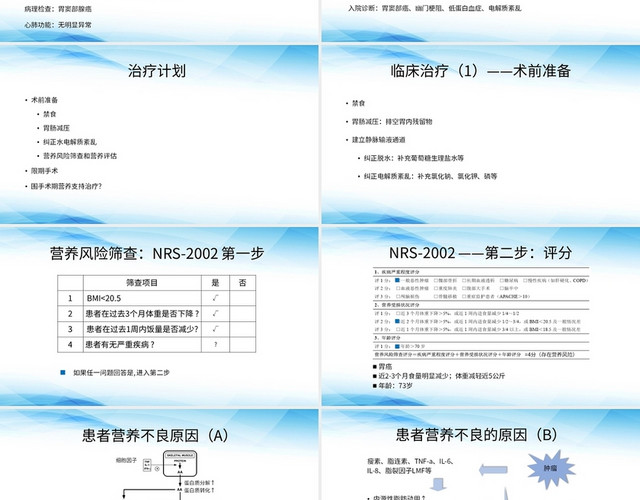 蓝色简约风说课课件病例讨论肿瘤患者的营养支持治疗PPT模板