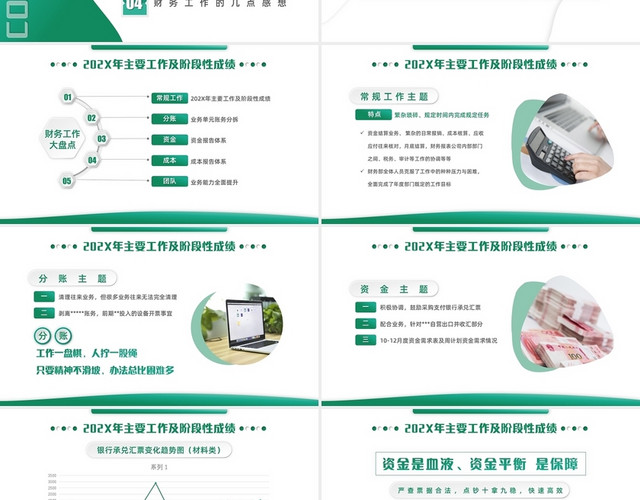 绿色清新微粒体财务部年度工作总结PPT模板