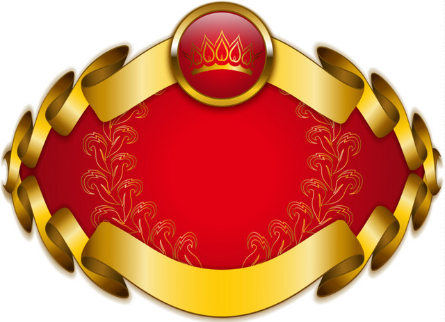 皇冠红金色勋章矢量元素