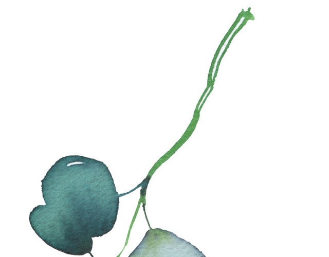 绿色墨痕植物叶子素材