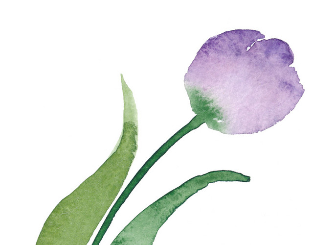 紫色手绘花苞植被绿叶植物素材