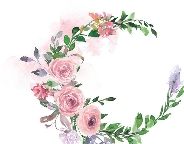美丽水彩花草装饰边框