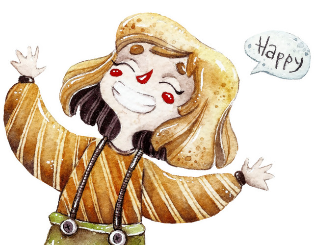 开心的小女孩