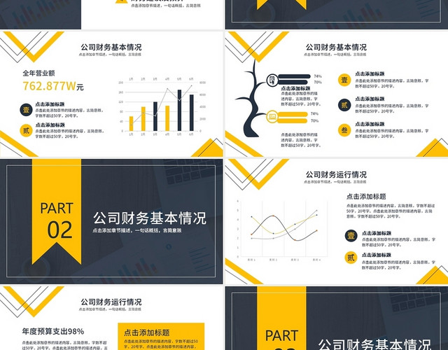 深蓝色黄色商务风项目招商公司介绍PPT模板