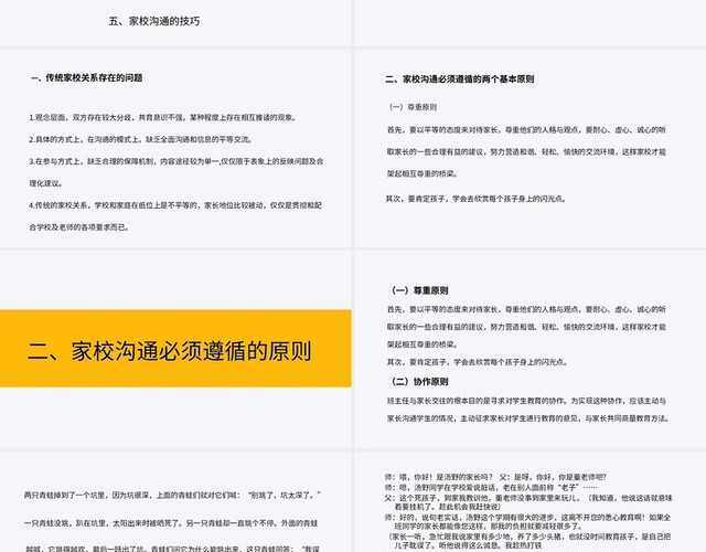 白色简约风说课课件家校沟通的艺术PPT模板