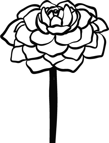 黑白卡通花卉简笔画矢量素材