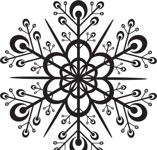 黑白卡通雪花简笔画矢量素材