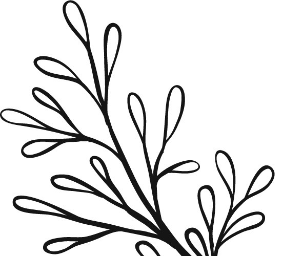 黑白卡通植物简笔画矢量素材