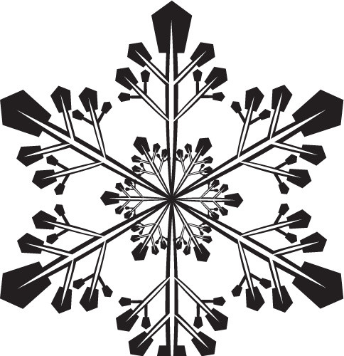 黑白卡通雪花简笔画矢量素材