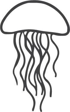 黑白卡通水母简笔画矢量素材