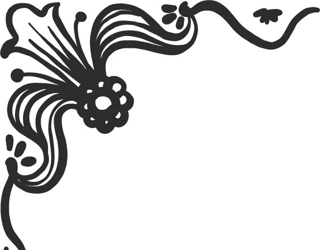 黑白卡通花纹简笔画矢量素材