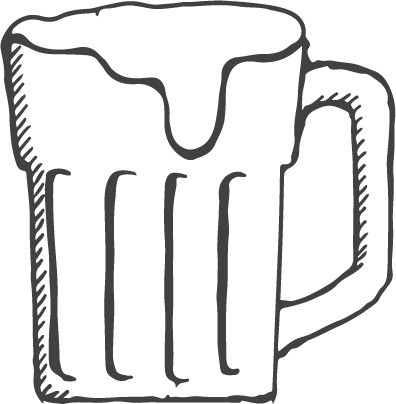 黑白卡通啤酒简笔画矢量素材
