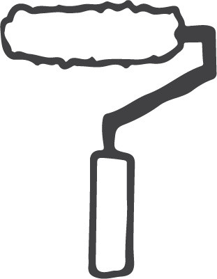 黑白卡通刷子简笔画矢量素材