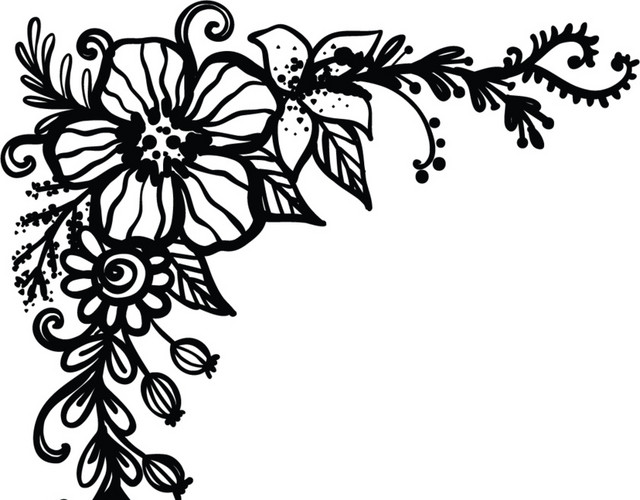 黑白卡通花纹简笔画矢量素材