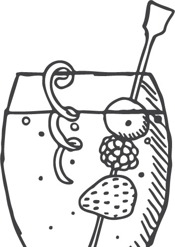 黑白卡通饮品简笔画矢量素材