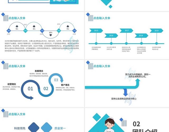 蓝色商务风生物医药公司介绍PPT模板