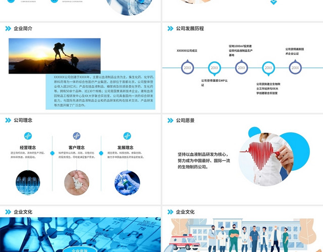 蓝色商务风生物医药公司介绍PPT模板