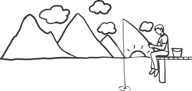 黑色简约风景图矢量素材