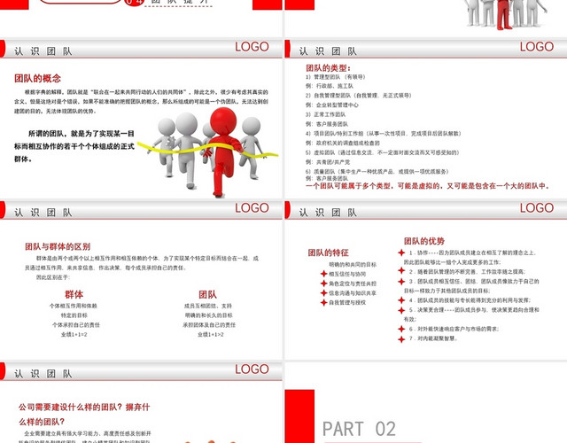 红色商务风团队管理团队建设企业培训管理PPT模板