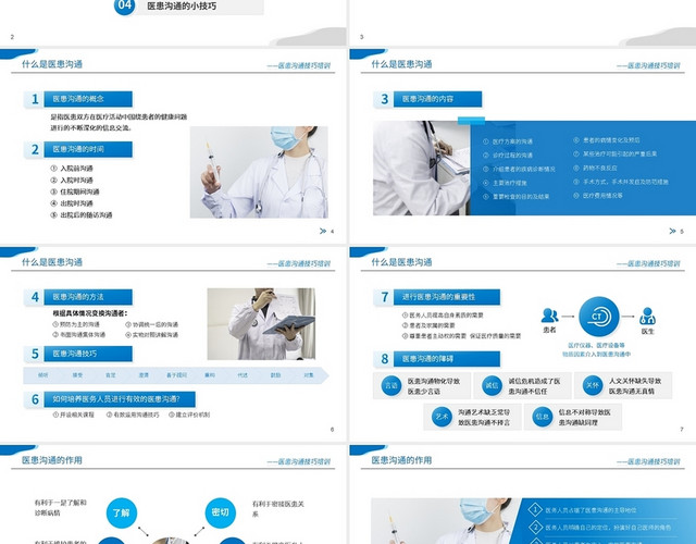 2021蓝色医患沟通技巧PPT模板