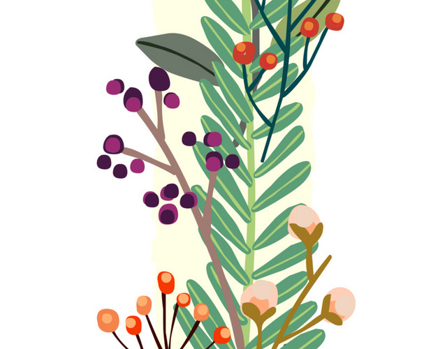 创意植物数字1字体设计