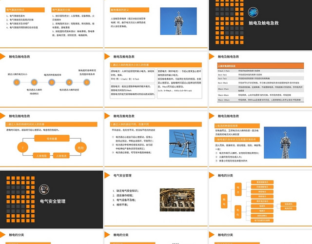 橙色简约电气安全技术培训PPT模板