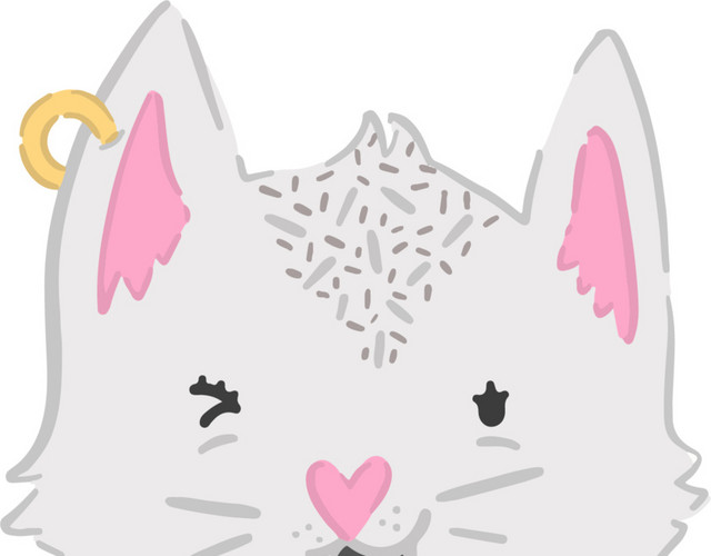 手绘卡通小猫头部素材
