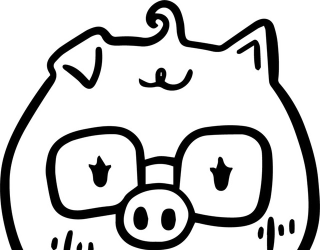 手绘卡通小猪头部素材