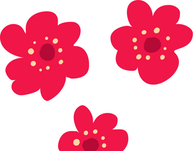 红色卡通花朵扁平插画