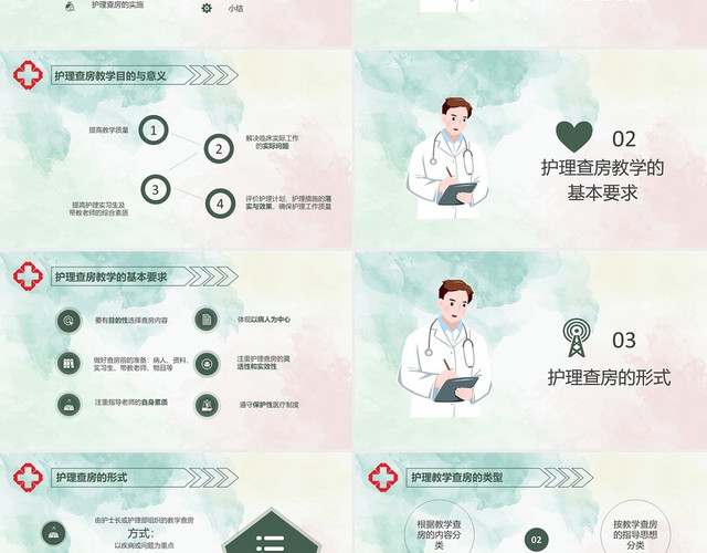 绿色简约大方护理查房工作报告PPT模板