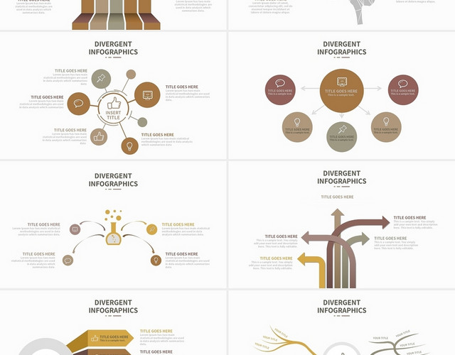 棕色商务风思维导图信息可视化图表通用PPT模板