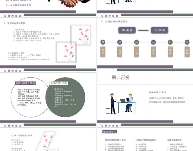 棕色高效沟通技巧PPT模板