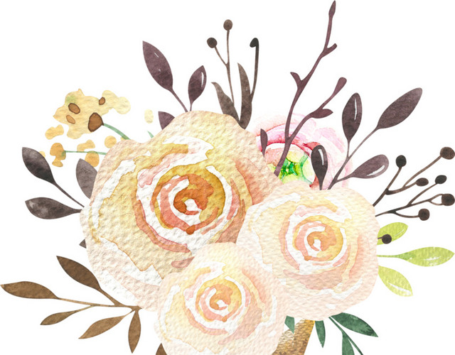 水彩花束素材
