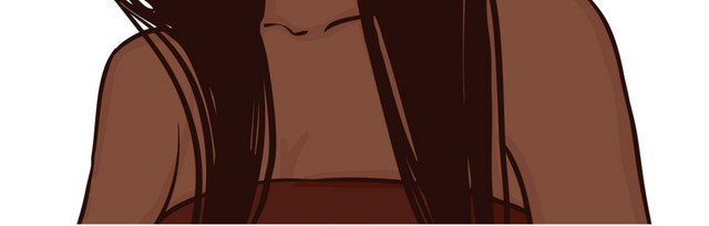 性感黑发黑人女郎丽人插画素材