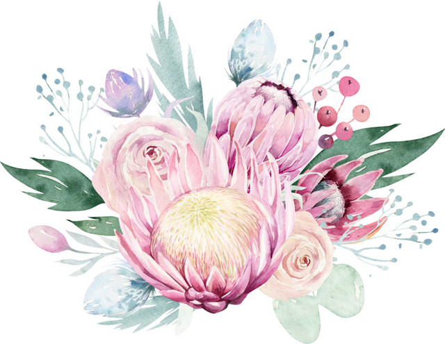 手绘卡通花束素材
