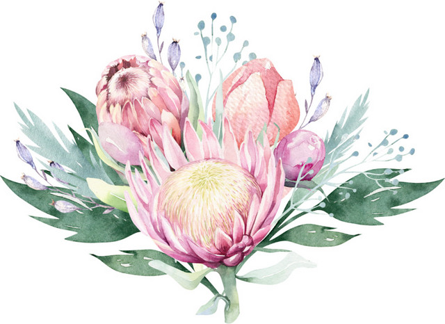 手绘卡通花束素材