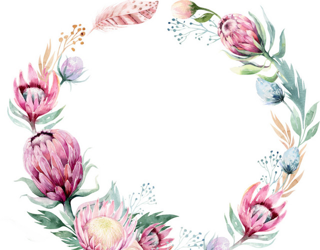 彩色花叶花环素材