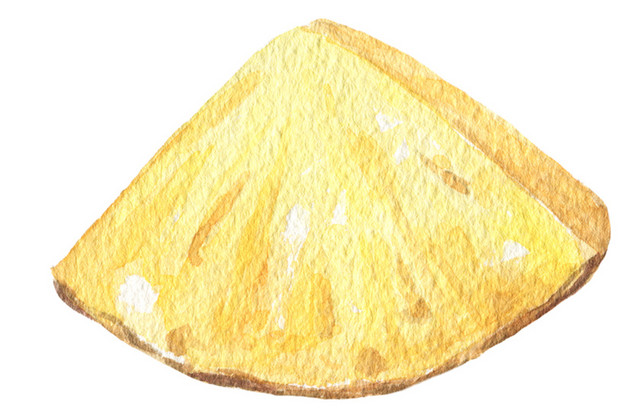 金色菠萝块水彩素材