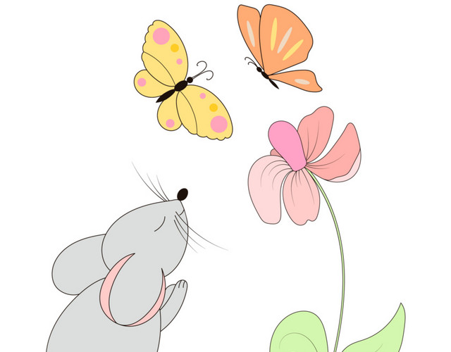 彩色老鼠花插画素材