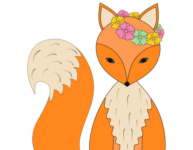 橙色狐狸插画素材