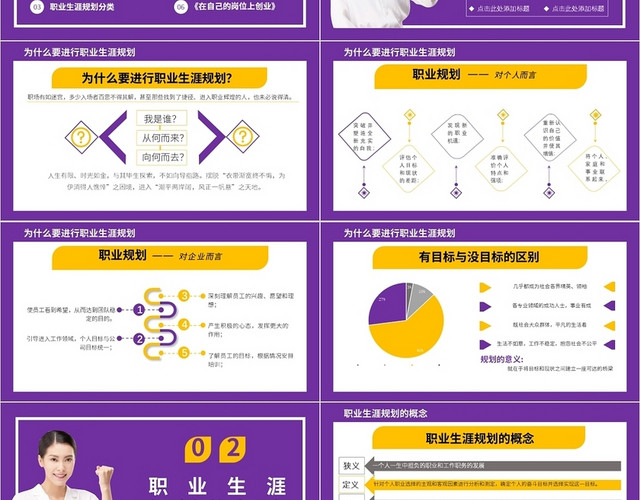 紫色商务风员工职业生涯规划PPT模板