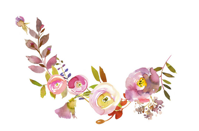粉色手绘水彩花素材