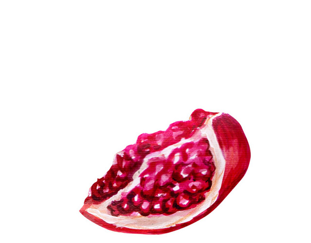彩色手绘水果石榴水彩插画