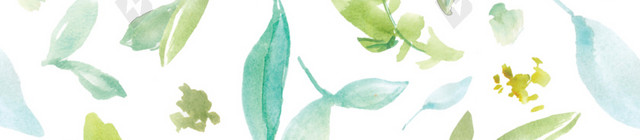 绿色清新树叶手绘水彩插画背景素材