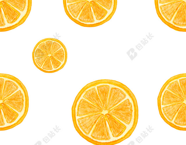 彩色手绘香橙水彩插画背景素材