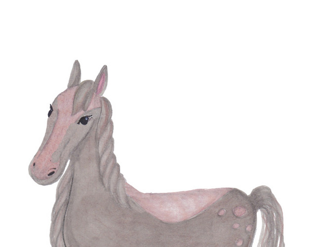 彩色手绘动物马水彩插画