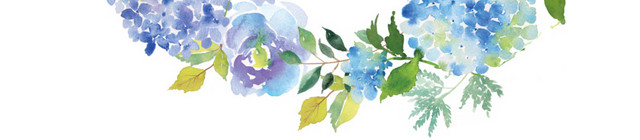 蓝色手绘花朵花环水彩插画