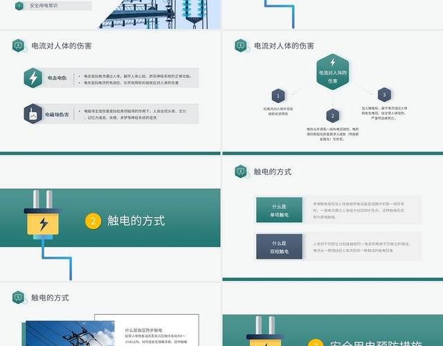 绿色简约清新插画安全用电培训课件动态PPT模板